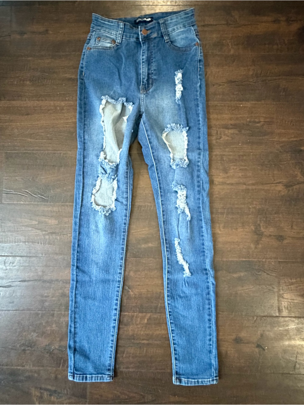NWT Fashion Nova Distressed Skinny Jeans Sz 7